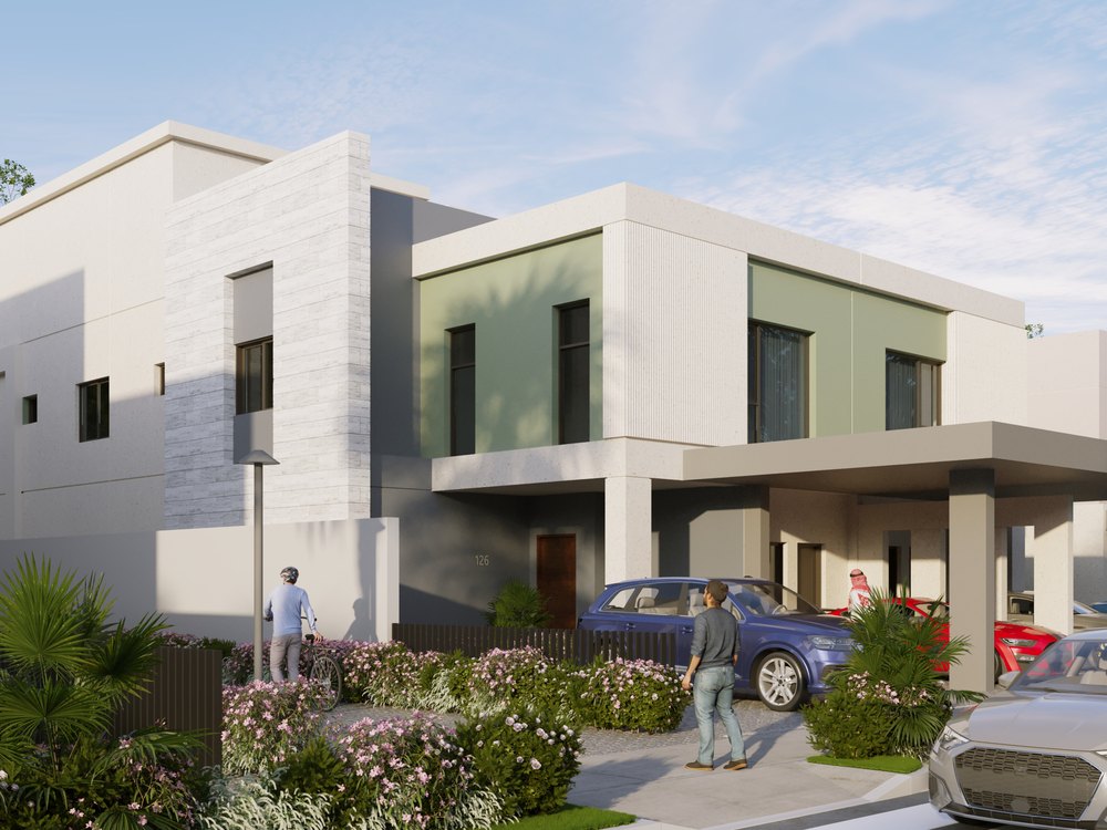 Street level view of villas at the KFUPM Smart Villas development
