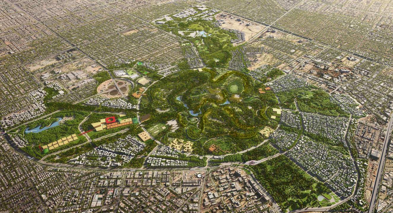 Masterplan aerial showing the full extent of King Salman Park, Riyadh